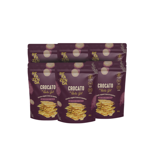 Crocato Batata Doce e Alecrim | Biscoito Salgado à base de Mandioca | 6 Unidades