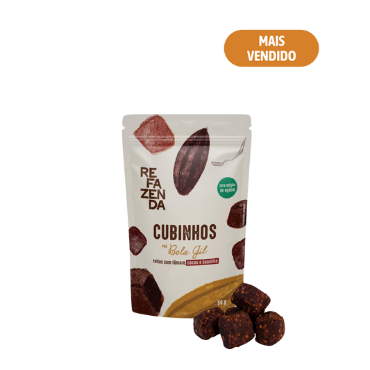 Cubinhos Refazenda Cacau e Baunilha, Base Pasta de Tâmara 50g